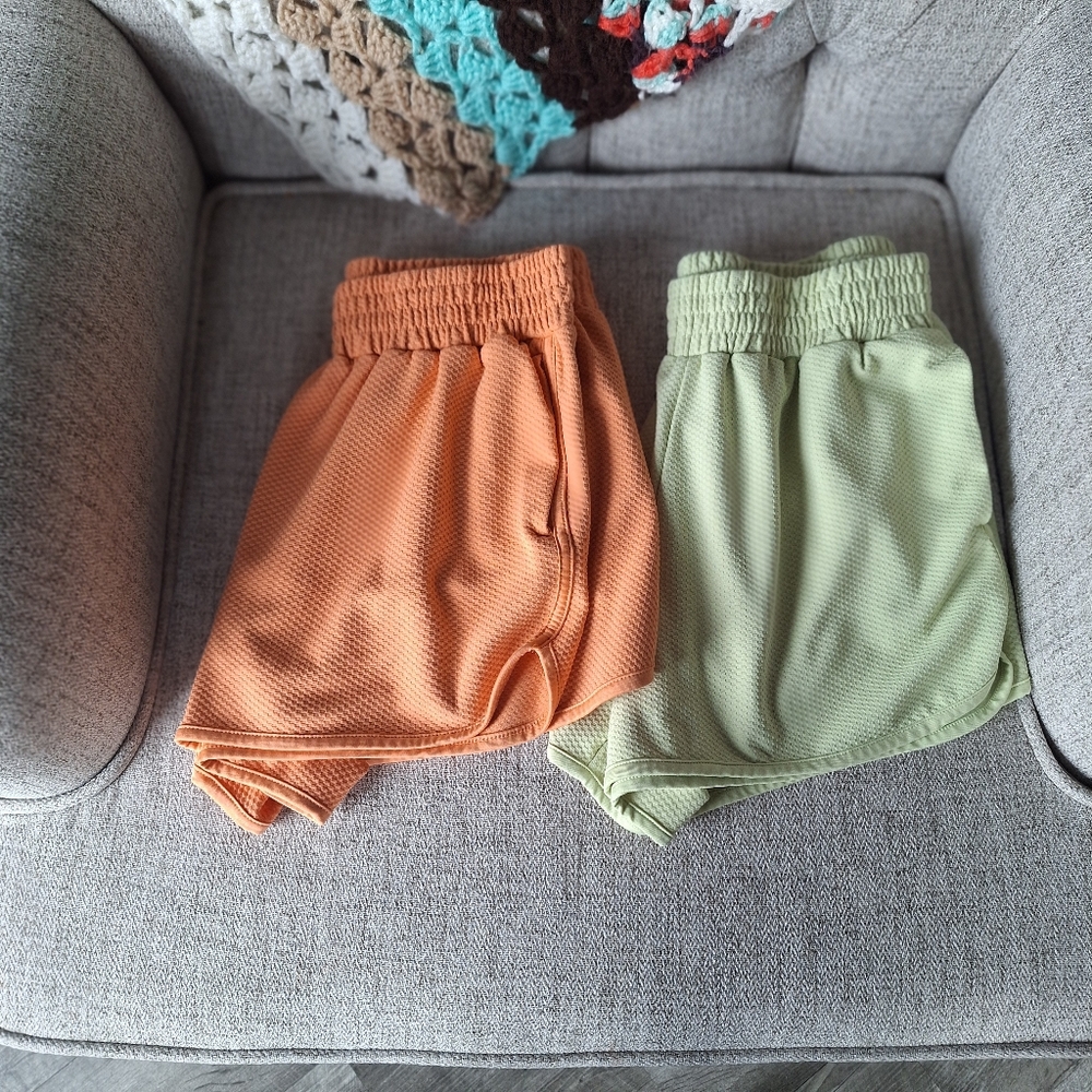 Women's Athletic Works Shorts Size Small- Orange and Light Green Lot Of 2